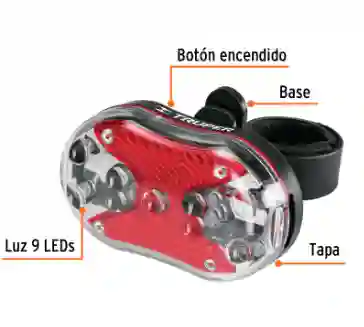 Linterna Trasera Para Bicicleta 9 Leds Con 2 Pilas Aaa