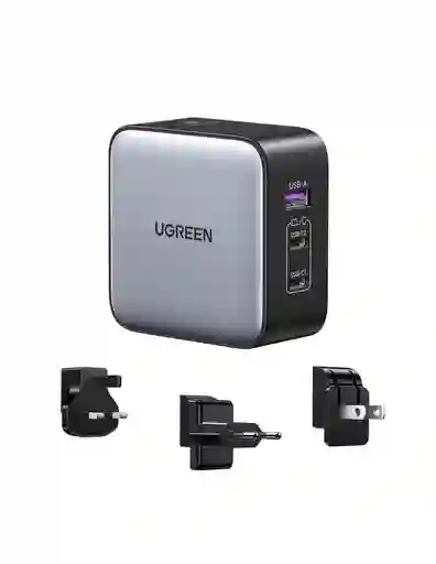 Cargador De Viaje Ugreen Nexode 3 Puertos 65w Uk/usa/eu